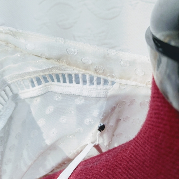 Madewell Polka Dot Off White Sheer Camisole Button Up Blouse - Picture 8 of 10